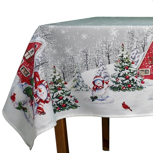 texpot Tischdecke 130 x 170 cm Schneemann Weihnachten Winterdorf
