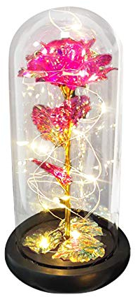Blandoom🌹 Forever Flower Rose In Glass Dome Roses In Glass Dome With Led Light Strip Real Roses Fresh Flowers Rose Glass Rose Gold Light Shade Botanical Collection