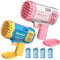 Bubble Gun Age 4+ for Kids, 2 Pack 40 Holes Bazooka Bubble Gun with 4 Bottles of Bubble Solution, Bubble Blaster Toy 5000+ Bubbles Per Min Bubble Maker Outdoor Toys for Girls Party