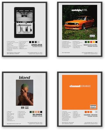 LBingbrother Frank Ocean Albumcover-Poster, Set mit 4 Musikpostern für Zimmer, ästhetische Leinwand, Wandkunst für Teenager, Raumdekoration (20,3 x 25,4 cm, ungerahmt)