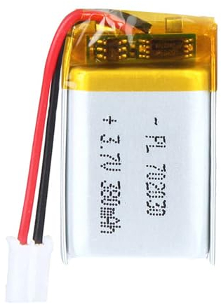 Uxney Batteria agli ioni di litio agli ioni di litio da 3,7 V, 380 mAh, 702030, con connettore 2P-PH, con griglia da 2,0 mm