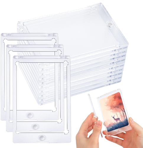 VMUTGA 10 Stück Magnetischer Kartenhalter, 35PT Transparent Karten Rahmen UV-Schutz Ultra Klar Kartenhüllen Magnet Karten Halter Schutzhüllen Sammelkarten Hüllen für Baseball Fußball Sportkarten