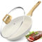 GiPP Nonstick Frying Pan Skillet with Lid - 28cm White Granite Non Stick Pans, Omelette Pan with Heat-Resistant Handle, Compatible with All Stovetops, PFOA Free (White, 28+lid)