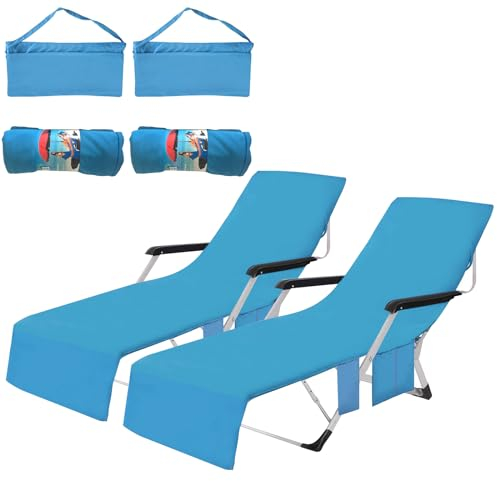 Qdreclod Mikrofaser-Strandtuch, groß, Sonnenliege, Strandtuch, für Sonnenliege, für Herren und Damen, schnelltrocknend / mehrere Taschen / geringes Gewicht / ultra saugfähig, 75 x 210 cm