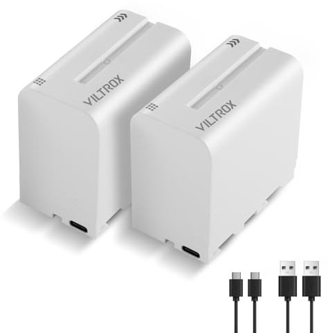 VILTROX 2-Pack NP-F970 Batería Recargable NP-F970 batería de Repuesto 2 Piezas Batería para Sony NP-F970 F960 F950 F770 F750 F570 F550 Compatible Godox VILTROX Neewer Videocámara/Monitor/Cámara
