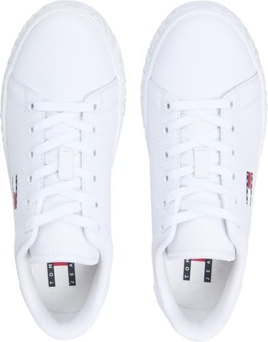 Tommy Hilfiger Flatform Sneaker Mujer Logo Low Top, Blanco (White), 37
