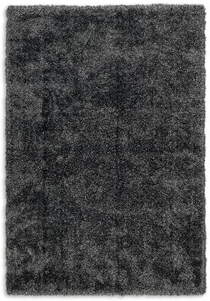 Carpido Hochwertiger Teppich für Wohnzimmer, Schlafzimmer - Hochflor Einfarbig Flachgewebe - Einzigartig Flauschig - Anthrazit Meliert 133x190cm