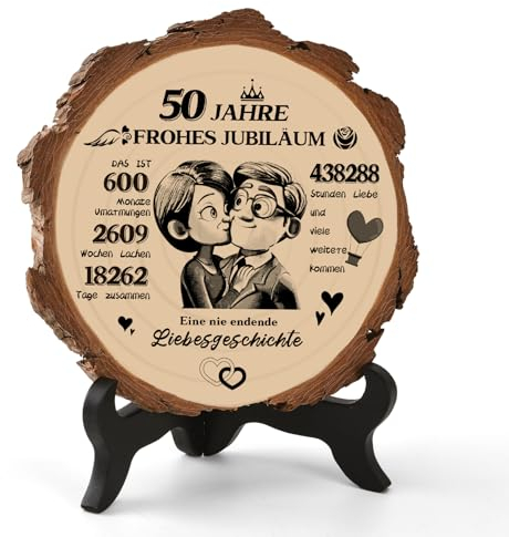 YAOZUP Goldene Hochzeit Geschenke, 50 Hochzeitstag Geschenk, Geschenke zum 50 Hochzeitstag Holzplakette Geschenke, Goldene Hochzeit Deko 50 Jahre Hochzeit Geschenk für Frau Mann Ehemann Ehefrau