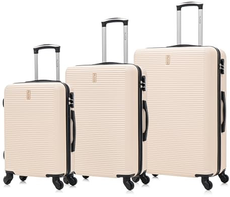 CELIMS - KofferKofferset 3-TLG | Handgepäck + Medium + Groß | Reisekoffer ABS Lightweight | Beige