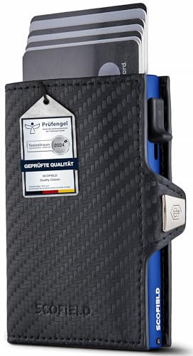 SF SCOFIELD Duality Classic Premium Slim Wallet mit Münzfach | Kartenetui mit Münzfach für 9 – 10 Karten | Karten Geldbeutel | Herren Portemonnaie | RFID Schutz | Kreditkartenetui | Smart Wallet