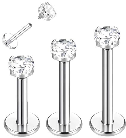 BEPSYOM 3 Pcs Edelstahl-Lippennagelpiercing, Piercing-Nagelschmuck, Lippenpiercing, Ohrlochspirale, Ohrpiercing