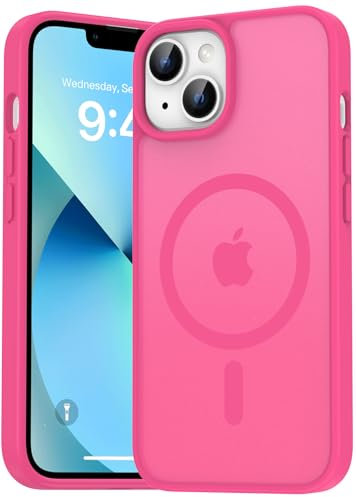 Natiiozie Magnetica Cover per iPhone 13/iPhone 14 Compatibile con MagSafe Custodia Traslucida Opaca Posteriore, Antiurto Anti-impronta Resistente ai Graffi Protettiva Case rosa