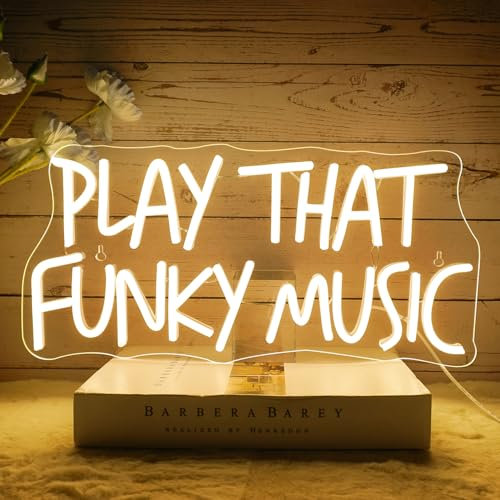 NOXET Play That Funky Music Neon Sign Funky Music Neons Sign Neon Signs LED Letters Neon Light Neon Sign for Club Party Bedroom Birthday Bar Living Room