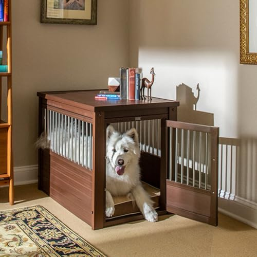 Hundekäfig Komfort Modell Arkansas - Innenhundezwinger - Hergestellt aus ECOFLEX - Vier Farben und drei Größen zur Auswahl (Braun, L (91,2X60,2X71,1cm))