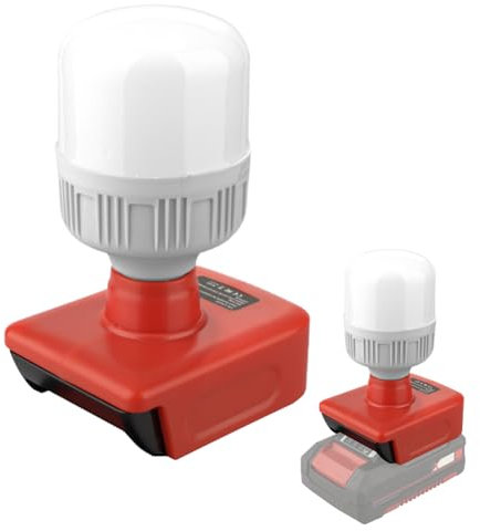 Akku Lampe für Einhell 18V Akku, 12W LED Arbeitsleuchte mit E27 Bulbs Einstellbares 150-1300LM, Einstellbare Helligkeit Taschenlampe Baustellenlampe für Einhell 18V Akku