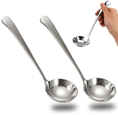 Set of 2 Soup Ladles, Stainless Steel, Soup Ladle, 20 cm Sauce Ladle, Soup Ladle, Serving Spoon for Soups and Stews, Dishwasher Safe Soup Ladles for Restaurant, Kitchen, Party