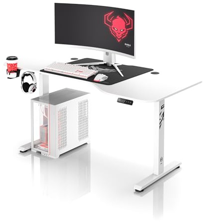 Diablo X-Tensio Computertisch elektrisch höhenverstellbar 160x60 cm | Sitz-Steh-Schreibtisch mit Memory-Funktion, Sitzerinnerung, Kabelmanagement, Getränkehalter, Kopfhörerhalter, Höhe 72–117 cm