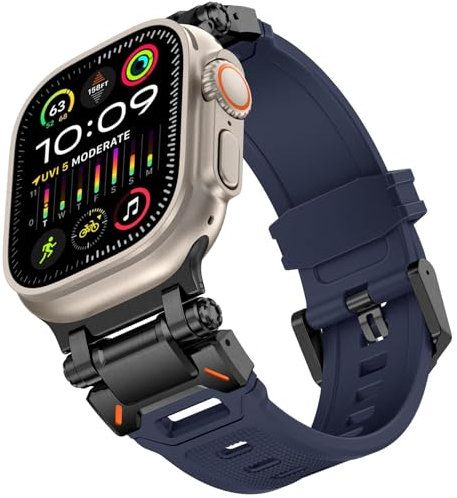 Svapo Per Apple Watch Ultra 2 Band 49mm Per Apple Watch Band Series 9/8/SE2/7/6/SE/5/4/3/2/1 45mm/44mm/42mm Cinturino con connettore in metallo resistente, cinturino di ricambio sportivo in TPU robust