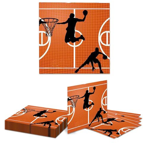 Kotkiddy 20 Stück Basketball Geburtstagsparty Papierservietten Es ist Spielzeit Basketball Party Thema Einweg Servietten Sport Thema
