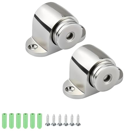 Stainless Steel Magnetic Door Catch Stoppers 2Pcs | Heavy duty magnetic cabinet catches with mounted screws for kitchen cupboard wardrobe