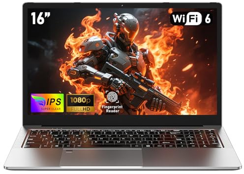 NAIKLULU 16 Pulgadas Gaming Pc Portatil Laptop R-7 5825U Procesador (2.0 to 4.5Ghz), 2025 Gamer Ordenador Computadora Portatil 16GB RAM 1TB SSD, Teclado Retroiluminado, Webcam/Touchpad/Tipo-C