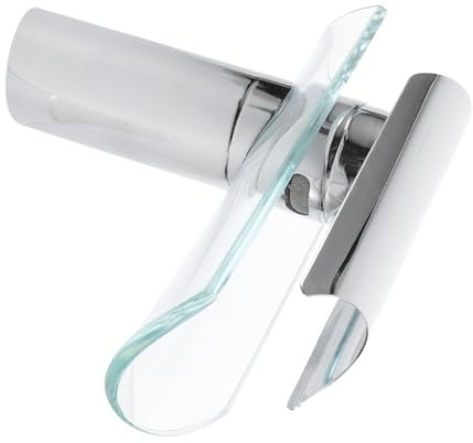 KONTONTY Robinet de Lavabo Cascade Verre Mitigeur Mono-levier avec Contrôle Eau Chaude et Froide Robinet de Salle de Bain Design Élégant pour Vasque