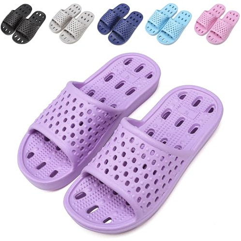 YoveGxlthrea Badeschuhe Damen Herren Hausschuhe Slippers Sommer Slide Pantoletten Badelatschen Strand Badezimmer Rutschfest Badeschlappen EU 36-46