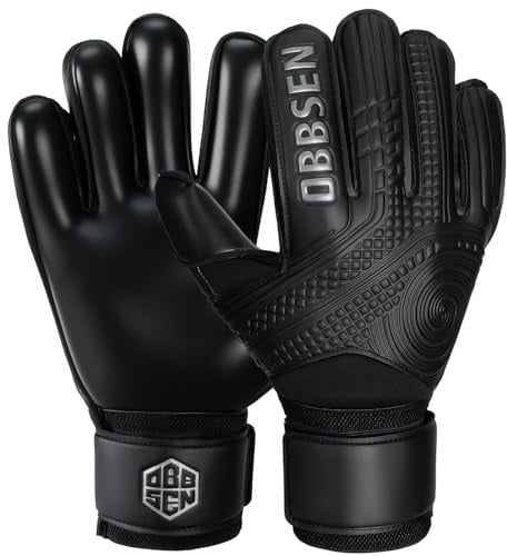 Obbsen Goalkeeper Gloves with Finger Spines, Football Goal Keeper Gloves with 4mm Latex for Super Grip Palm & Double Wrist Protection Funky Goalkeeping Gloves