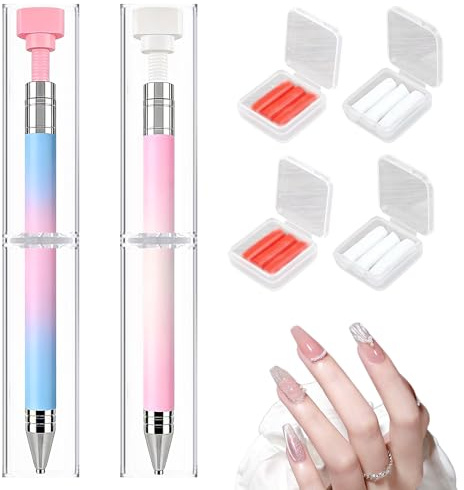 Yooyan Penna di cera ricaricabile automatica con ricariche, 2 penne artificiali in plastica con 4 ricariche di cera, nail art Diamond Painting Tools (A+B), per nail art e pittura, fai da te