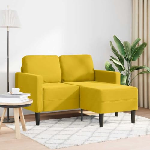 Hommdiy 2-Sitzer-Sofa mit Chaiselongue L-Form Gelb 125 cm Samt