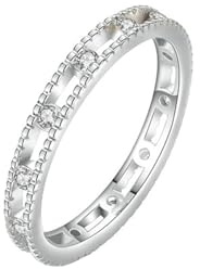 Tolldek Weißgold 9K/14K/18K Pärchen Ringe, Hohl Trauringe mit Diamant, Echter Schmuck Hochzeitsring Au 375/585/750 Weiß Gold, Gr.47-65