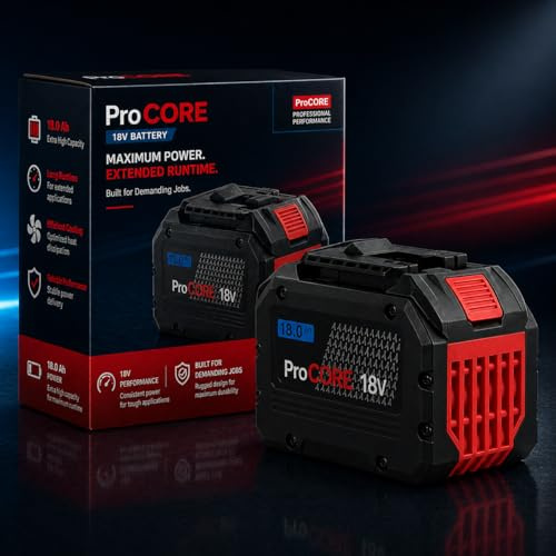 18.0Ah Akku kompatibel mit Bosch Professional 18V System – Hochleistungs Lithium-Ionen Ersatzakku – für GBA/ProCORE Geräte – Lange Laufzeit & hohe Leistung