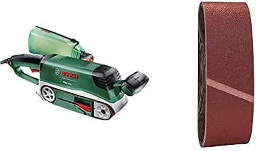 Bosch Home and Garden 06032A1000 Levigatrice a Nastro Psb 75 a, 710 W, Multicolore + Set 9 Nastri Abrasivi, 75 x 533 mm, P60/80/100, PSB 75 A set | + set 9 nastri abrasivi