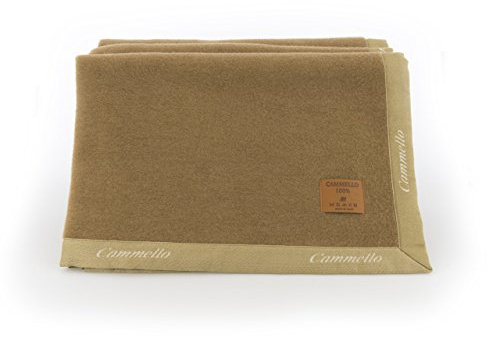 BIANCHERIAWEB Coperta Invernale in 100% Pura Lana di Cammello Matrimoniale Cammello