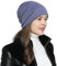 DonDon Mütze Damen Wintermütze Slouch Beanie gefüttert mit Stern Glitzersteinen hellblau - blau