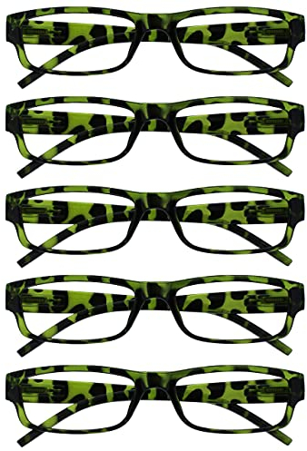 Die Lesebrille Unternehmen Grüne Schildpatt Wert 5er-Pack Leicht Herren Frauen RRRRR32-6 +1,00