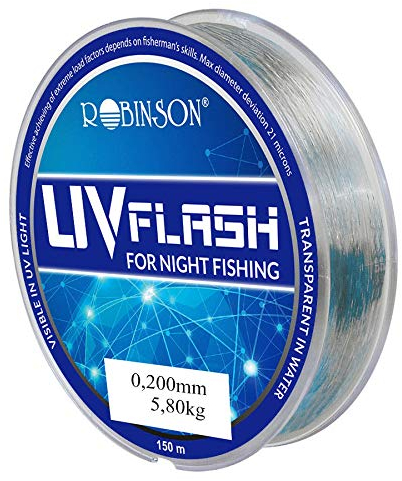 Robinson Angelschnur UV Flash monofile Spule 150m für Nachtangeln (0,200mm/5,80kg)