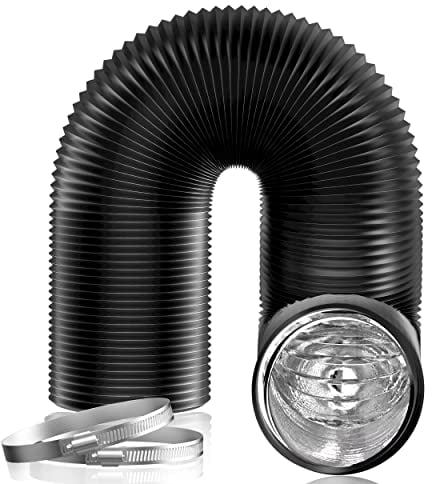 Hon&Guan 3 inch 16 FT Long Air Ducting, Heavy-Duty Four-Layer Protection Dryer Vent Hose for Heating Cooling Ventilation and Exhaust-with 2 Clamps, Black