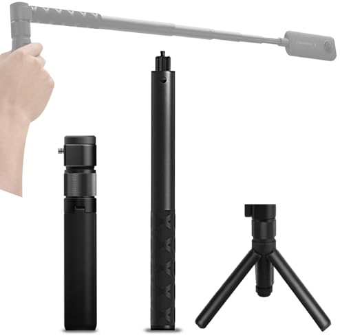 iEago RC Bastone Selfie Invisible per Insta360 X3,Bullet Time Selfie Stick e Manico Aggiuntiva Ergonomica con Treppiede Integrato per Insta360 GO 3/X3/ONE X2/ONE X Action Camera,Allungabile 111cm
