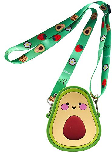SGVAHY 3D Cartoon Avocado Silicone Coin Portafogli Carino Borsa Auricolare Borsa Accessori Trucco e Capelli Borsa Divertente Giocattolo Silicone Chiave Coin Regali Bambini Goodie Bag con Cordino