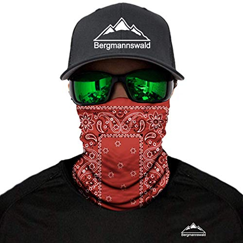 Bergmannswald® Multifunktionstuch nahtlos (1er Pack, Bandana Rot)