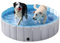 Yaheetech Hundepool faltbar, Planschbecken für Hunde 120 x 30 cm, Anti-Rutsch-Platten, Schnelle Entwässerung, Hundebadewanne mit Badebürste & 4 Flicken, Swimmingpool Verdickt PVC, Grau