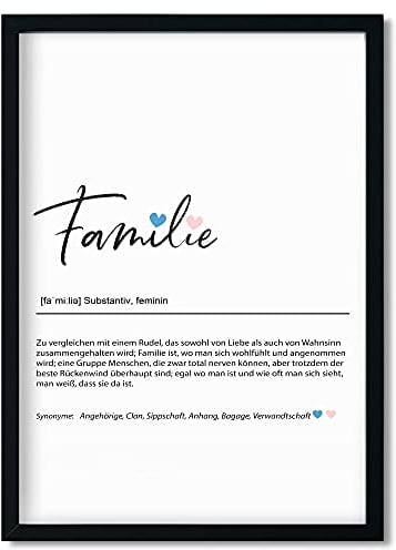 Urhome Kunstdruck Definition Familie ohne Bilderrahmen in DIN A5 - Worterklärung wie im Duden Lexikon Wandbild Wanddeko mit Spruch für Wohnung Familie Freunde Geschenk
