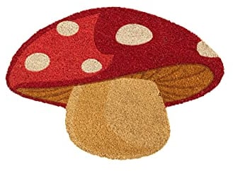 Fisura - Fußmatte außen Pilz Fußmatte aus Kokosnuss mit Rutschfester PVC-Rückseite. Fußabtreter für den Eingang. Handbemalt. Abmessungen: 70 x 40. Natürlich und schwarz.