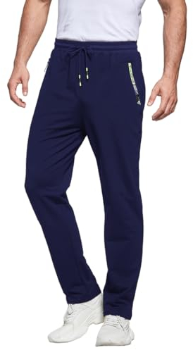ZOXOZ Jogginghose Herren Baumwolle mit Reißverschluss Taschen Trainingshose Sporthose Sweatpants Slim Fit Herren Hose Blau 3XL
