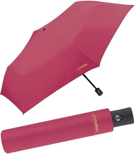 happy rain Air Motion - 174 Gramm Taschenschirm mit Auf-Zu-Automatik superleicht - Pink Peacock