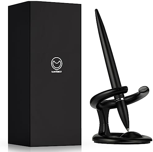 SUNTEREST Magnetic Levitating Rollerball Gel Pen,Futuristic Fancy Luxury Floating Cool Space Fidget Pen,Office Desk Toy Gadgets Decor Accessories,Birthday Leaving Unique Gifts for Men Adults (Black)