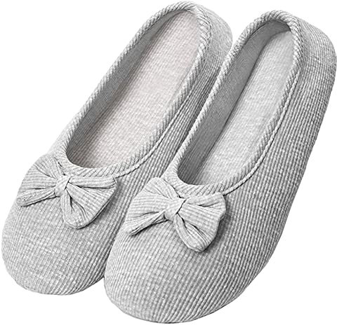 AIDIER Femmes Pantoufles en Coton doux Enceintes Mères en Mousse à Mémoire de Forme Chaussures Ballerines Poids Léger Maison Pantoufles pour Future Maman Gris/S (35/36, Gris, numeric_35)