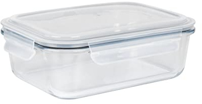 WENKO Glas Frischhaltedose Pacu 1,5 L, auslaufsichere Aufbewahrungsdose aus Glas mit Deckel und Silikon-Dichtung zur luftdichten Aufbewahrung im Kühls, 55044100, Transparent, 23 x 7 x 17 cm