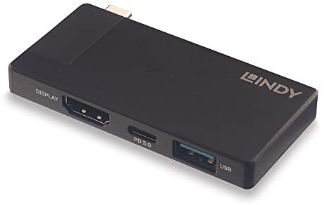 LINDY DST-Micro, USB C Laptop Micro Docking Station con 4K e 100W di ricarica pass-through per Acer Lenovo HP Mac Asus con HDMI, SuperSpeed USB-A e USB-C PD 3.0